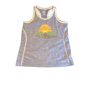 Greenlayer Womens Hood To Coast Racerback Tank Top Blue W/ Graphic Print Size Sm